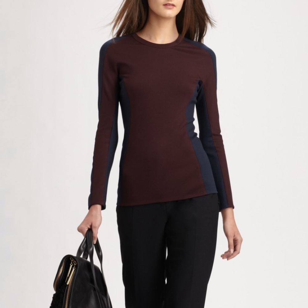 3.1 Phillip Lim Shadow Colorblock Top Long Sleeves